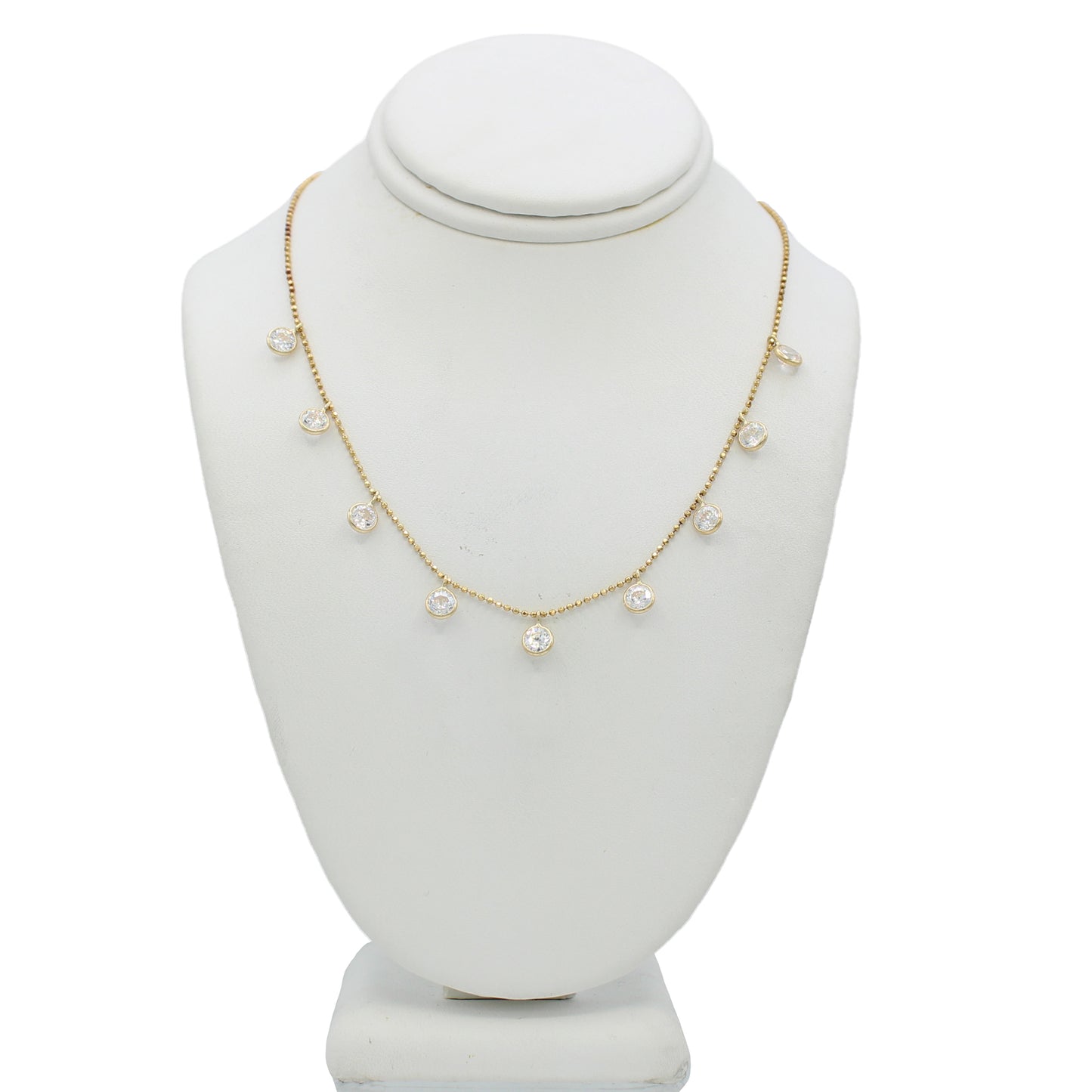 14k Yellow Gold CZ Drop Necklace