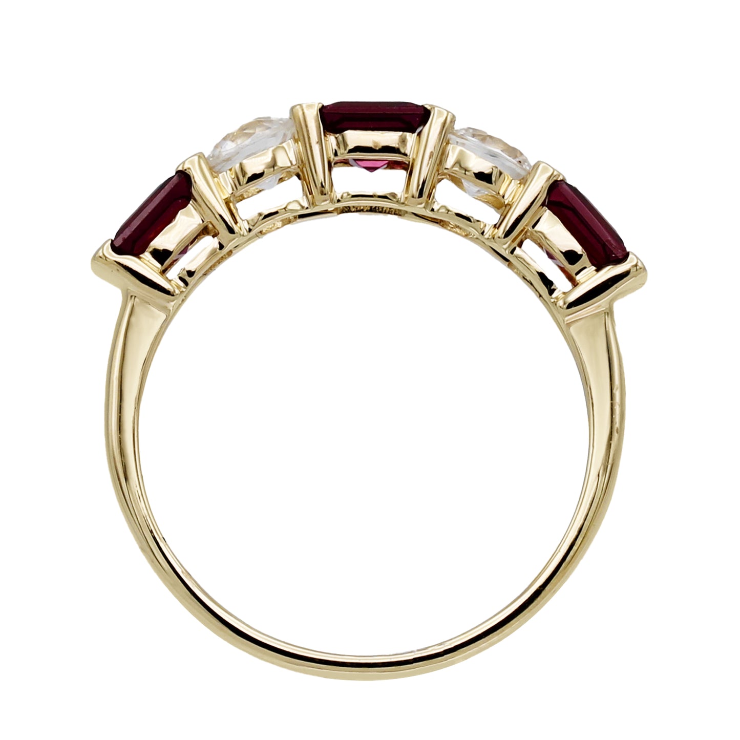 14k Yellow Gold Princess-Cut Garnet & CZ Stones Ring