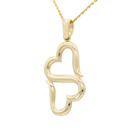 14k Double Heart Pendant