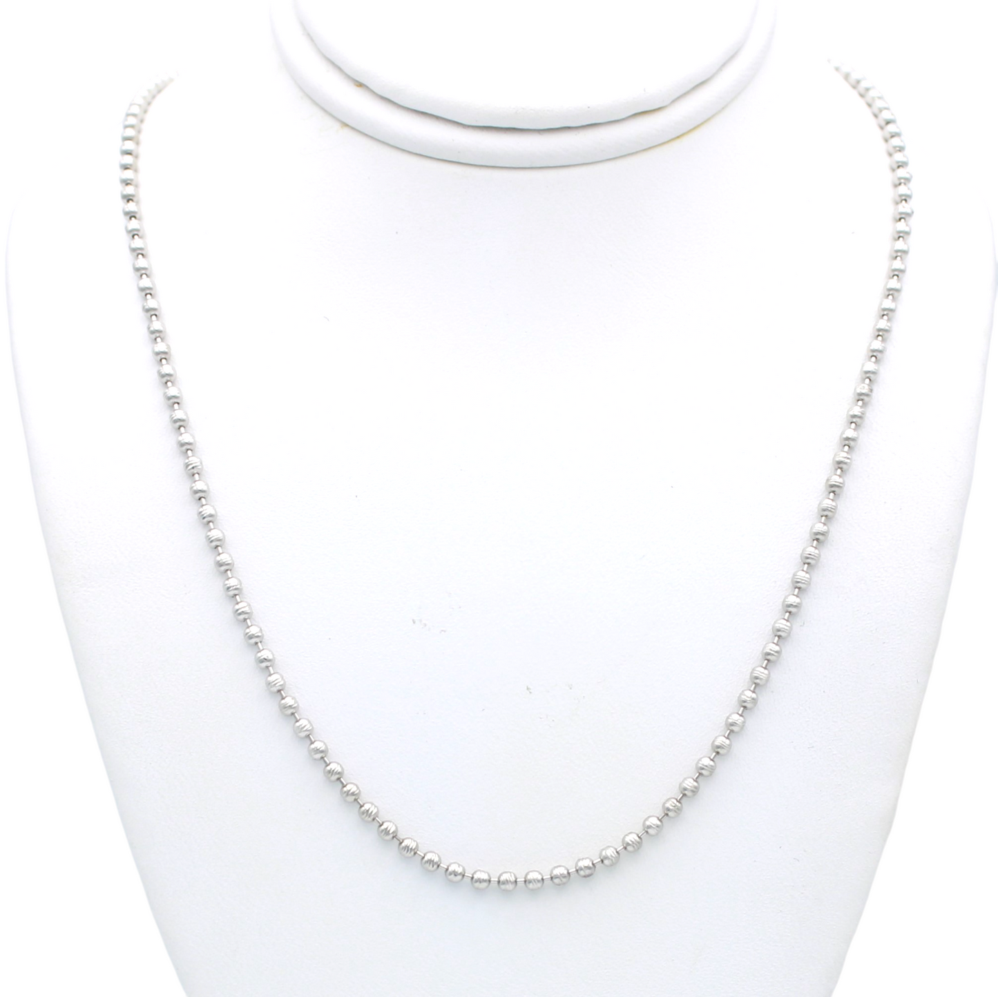 14k White Diamond-Cut Bead Chain - 2.00 mm