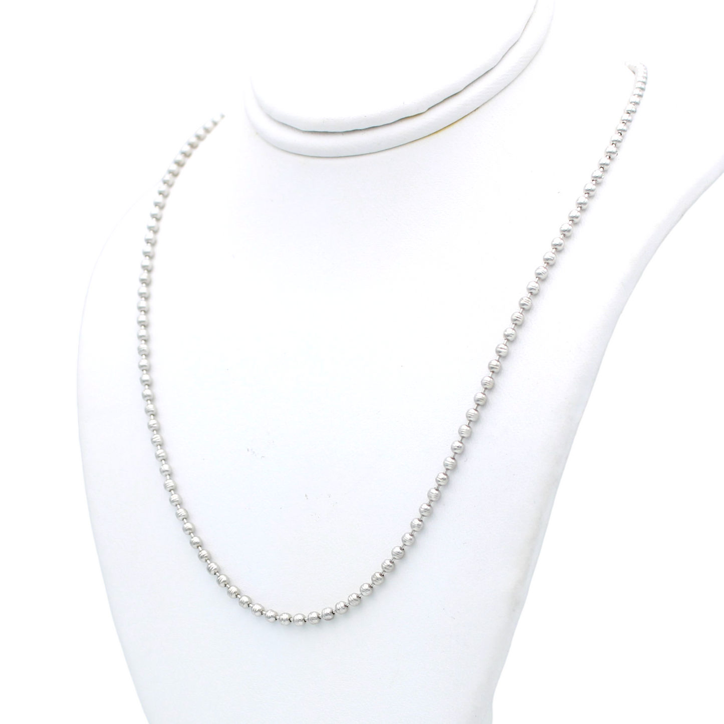 14k White Diamond-Cut Bead Chain - 2.00 mm