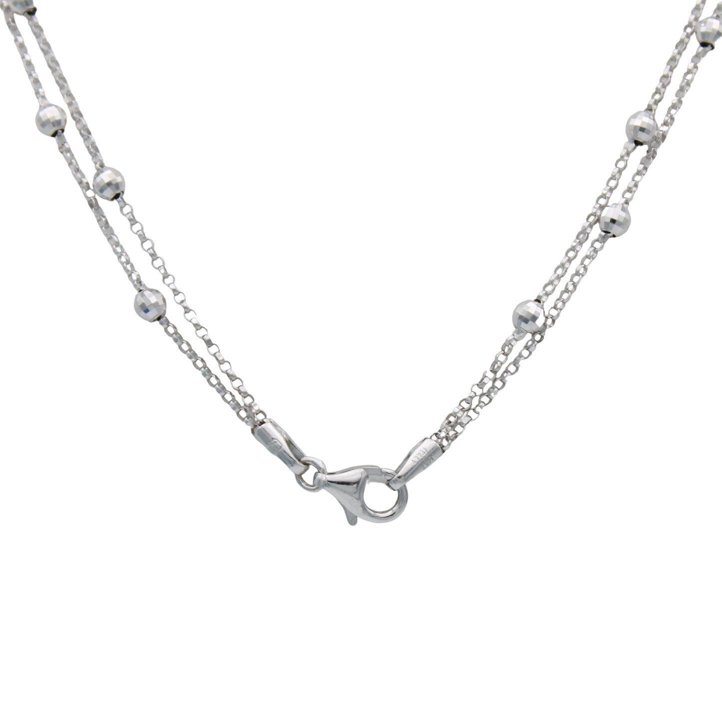 14k White 2-Strand Bead Chain - 3.00 mm