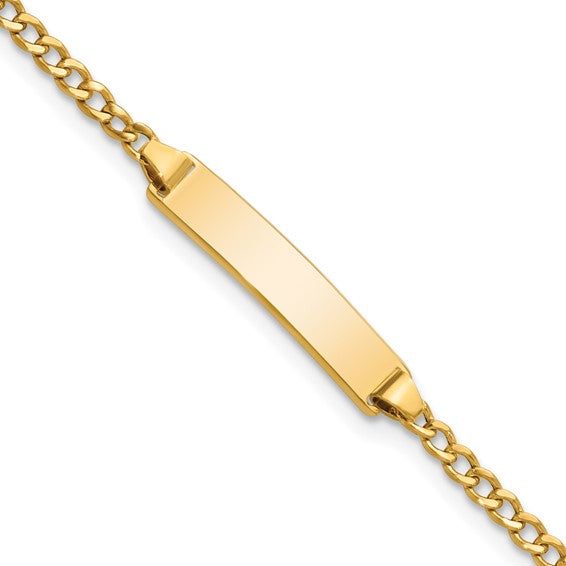 14k Polished Cuban Link Children's ID Bracelet