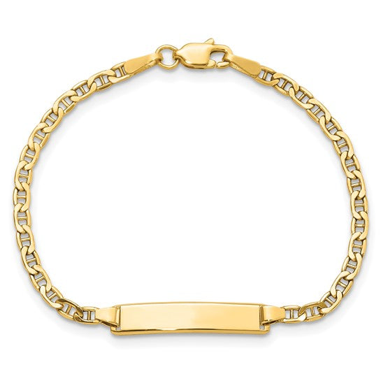 14k Polished Anchor Link Children's ID Bracelet
