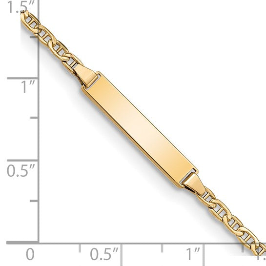 14k Polished Anchor Link Children's ID Bracelet