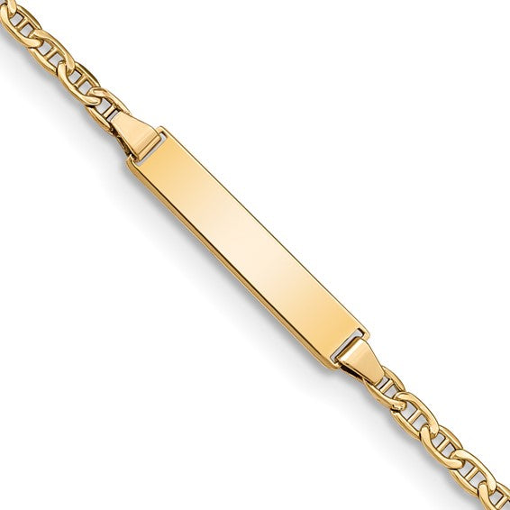 14k Polished Anchor Link Children's ID Bracelet