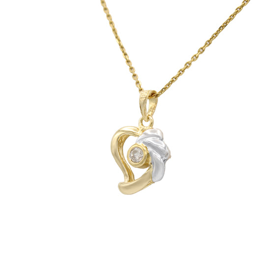 14k Two-Tone Diamond Heart Pendant