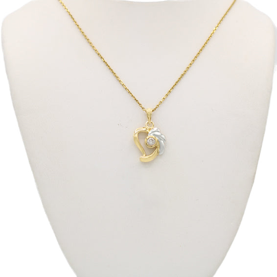 14k Two-Tone Diamond Heart Pendant
