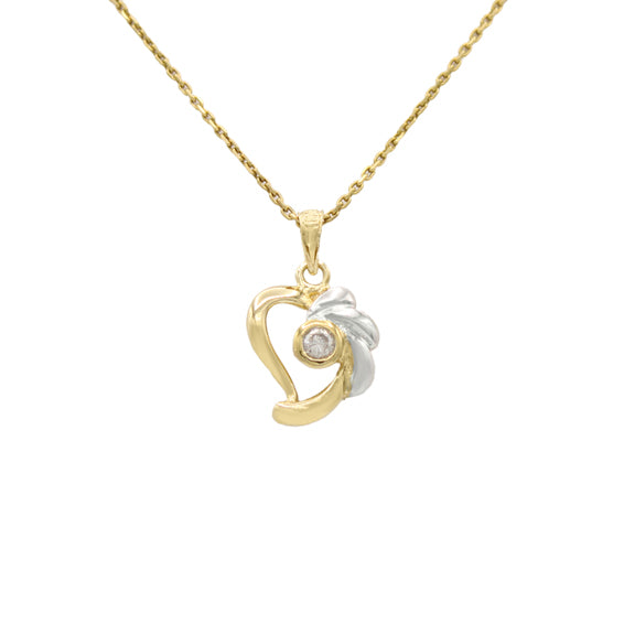 14k Two-Tone Diamond Heart Pendant