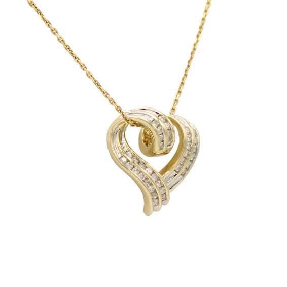14k Diamond Heart Slide Pendant