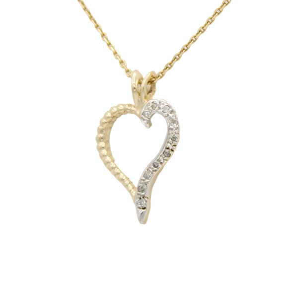14k Two-Tone Diamond Heart Pendant