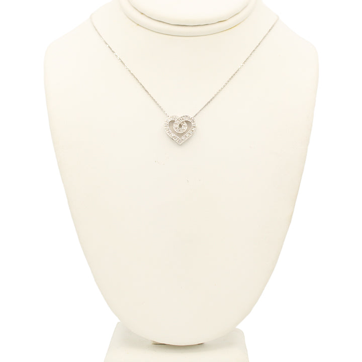 14k White Diamond Heart Pendant