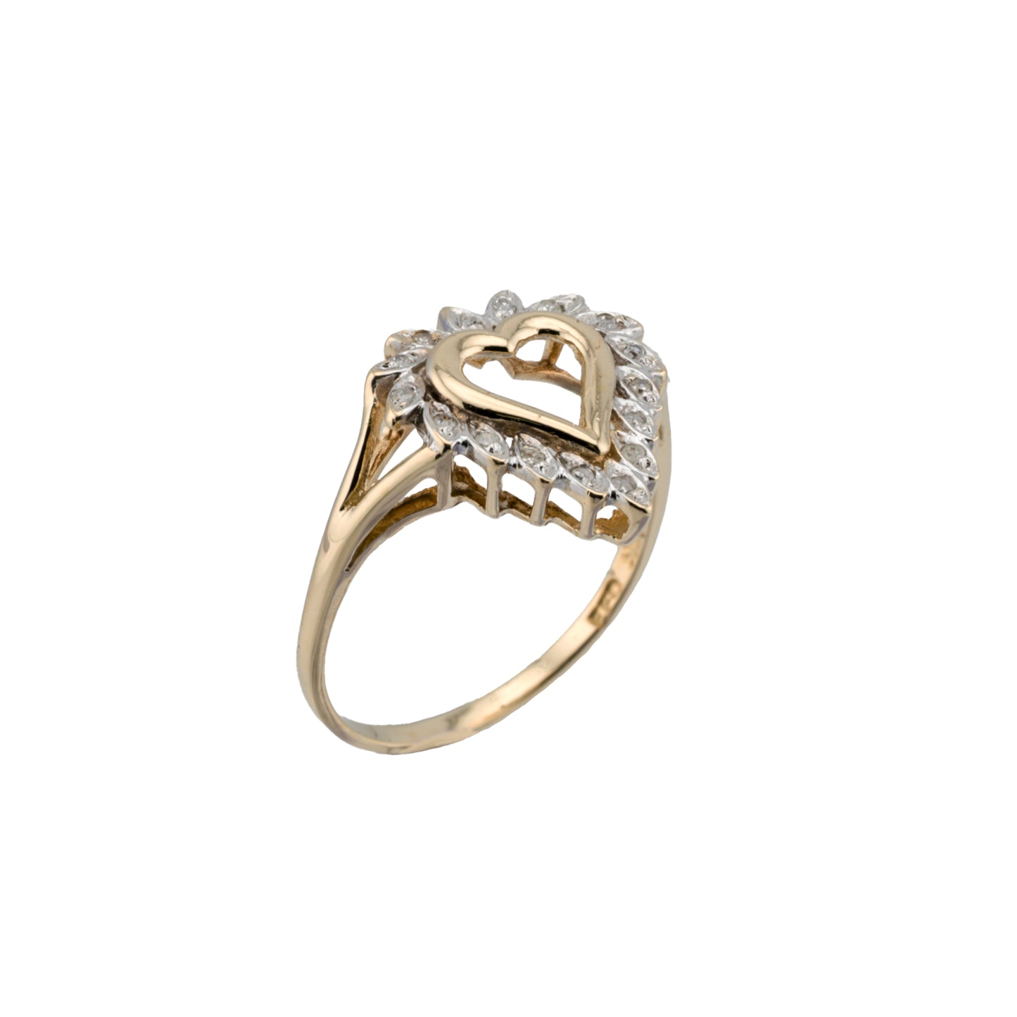 14k Yellow Gold Diamond Heart Ring
