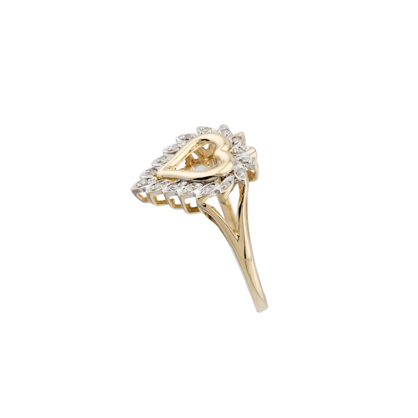 14k Yellow Gold Diamond Heart Ring