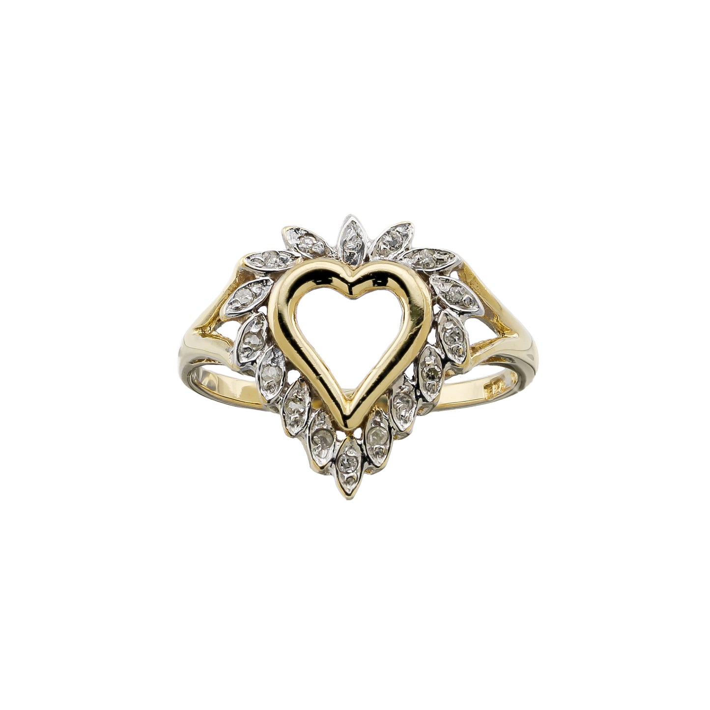 14k Yellow Gold Diamond Heart Ring