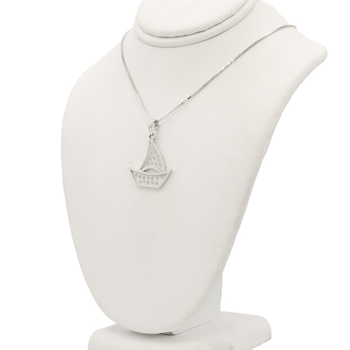 14k White Gold Floating Diamond Sailboat Pendant