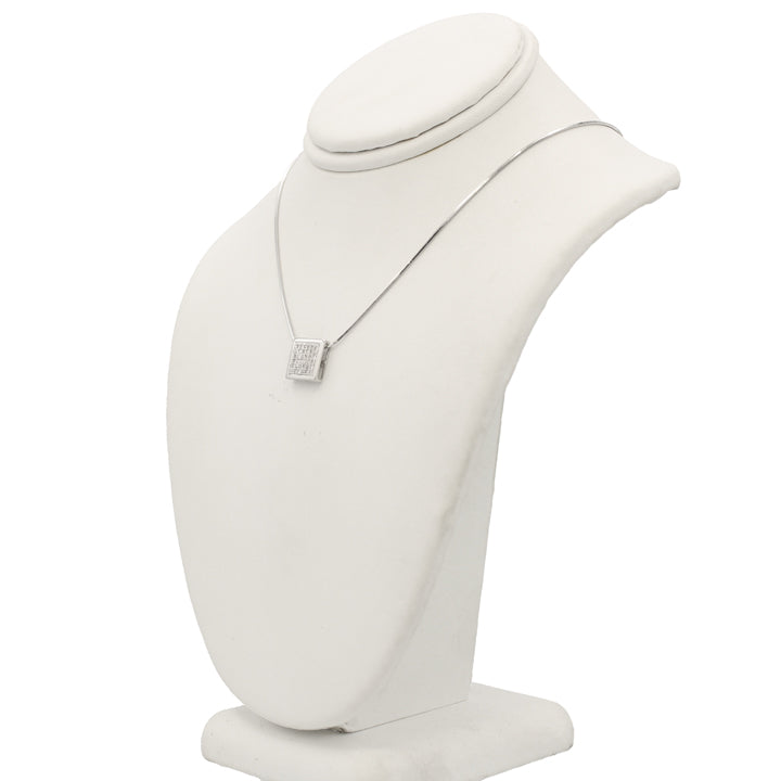14k White Micro Pave Diamond Square Pendant