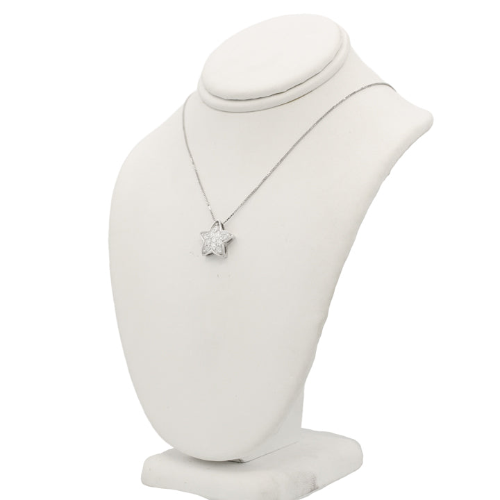 14k White Diamond Star Pendant