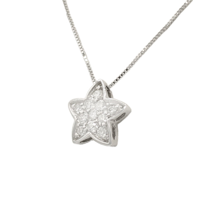 14k White Diamond Star Pendant