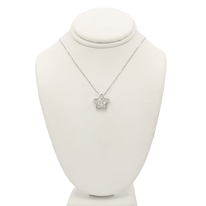 14k White Diamond Star Pendant