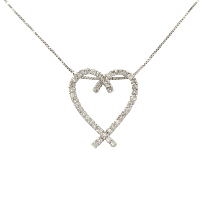 14k White Gold Diamond Heart Pendant