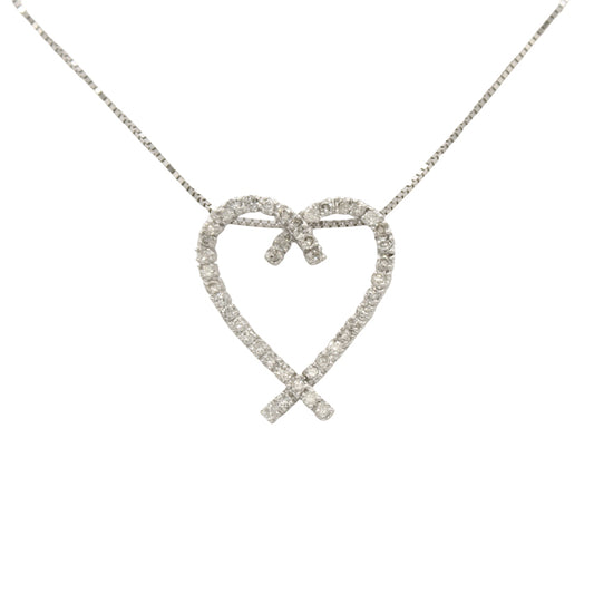 14k White Gold Diamond Heart Pendant
