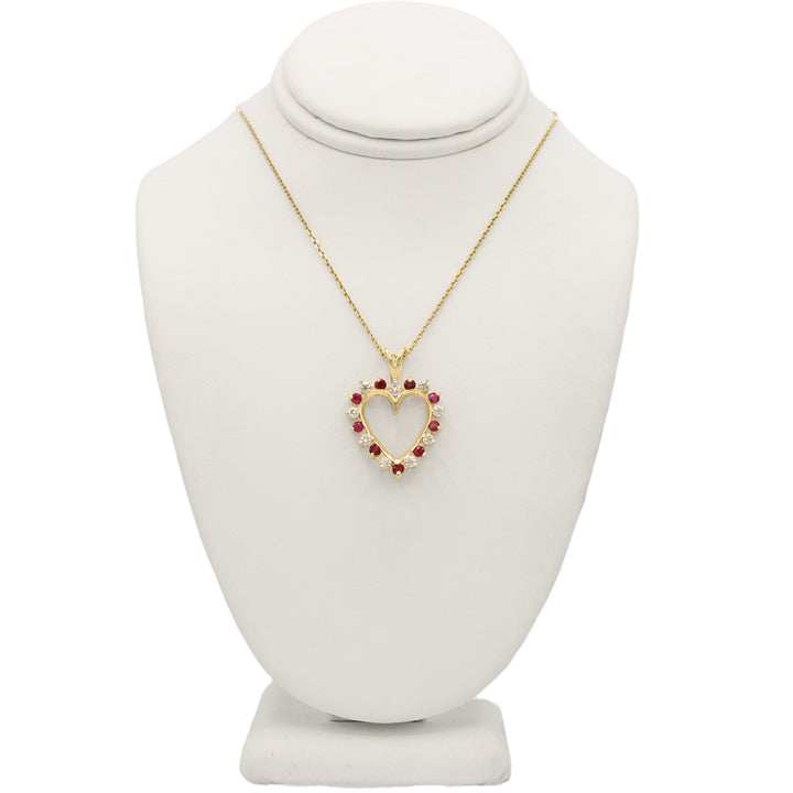 14k Diamond & Ruby Heart Pendant