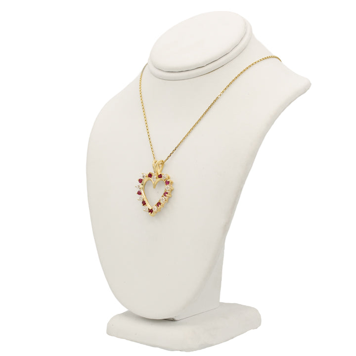 14k Diamond & Ruby Heart Pendant