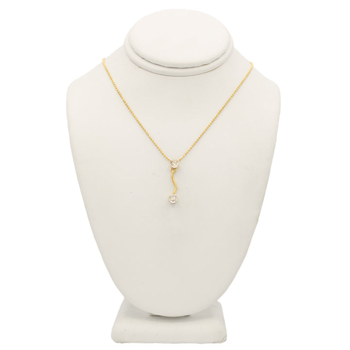 14k 2-Stone Drop Diamond Pendant