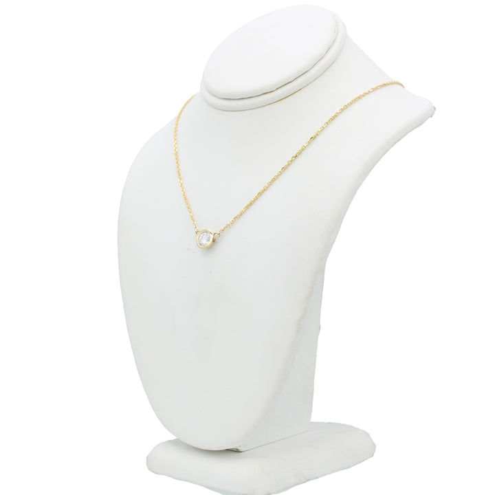 14k CZ Solitaire Necklace
