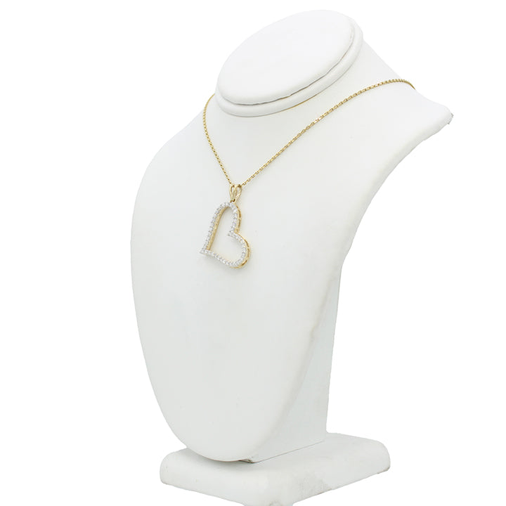 14k Diamond Open Heart Pendant