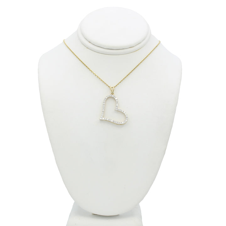14k Diamond Open Heart Pendant