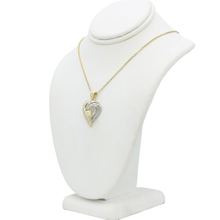 14k Two-Tone Gold CZ Heart Pendant