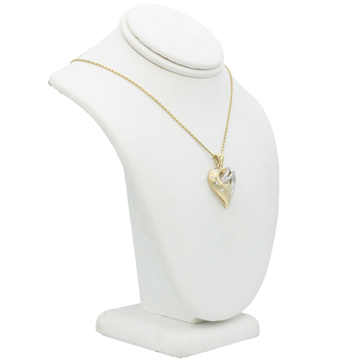14k Two-Tone Gold CZ Heart Pendant