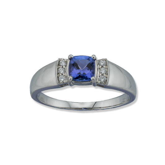 14k White Gold Lavender Quartz & Diamond Gemstone Ring