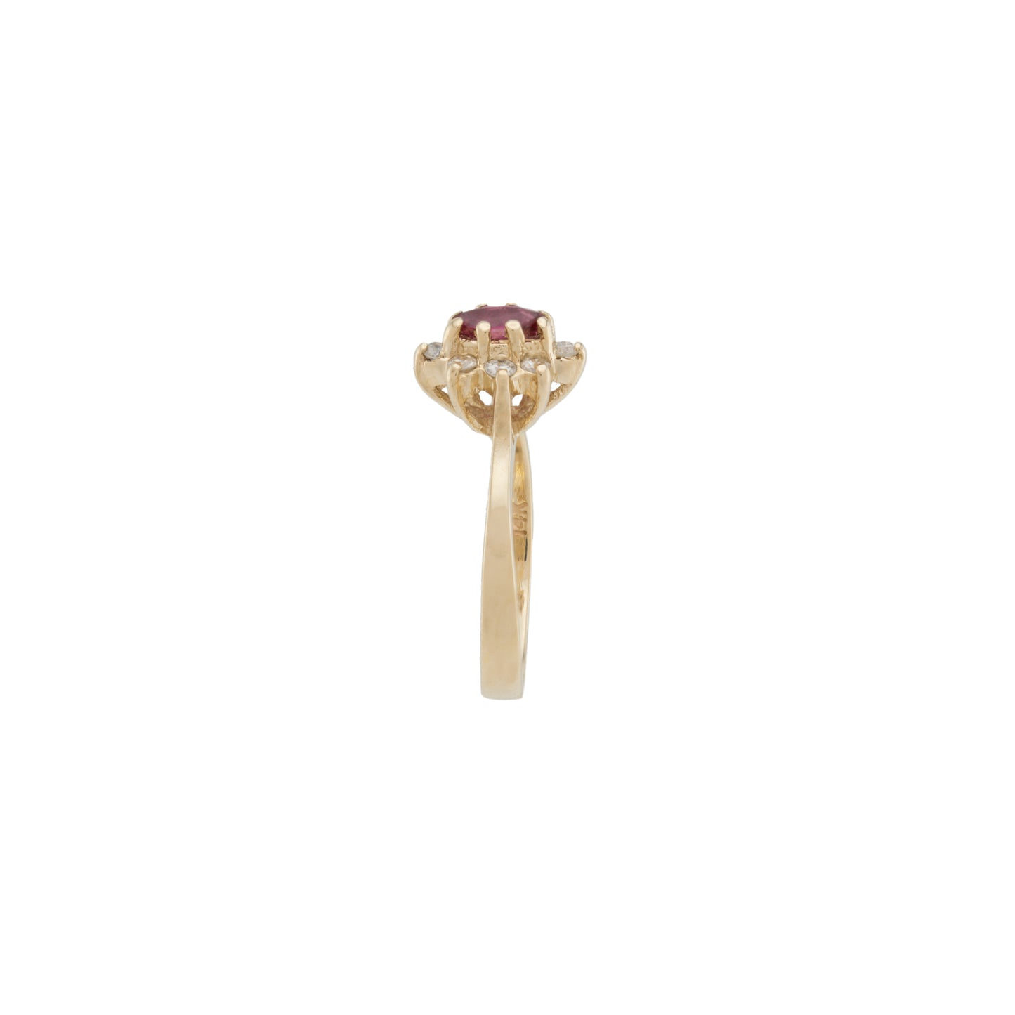 14k Yellow Gold Diamond & Ruby Gemstone Ring