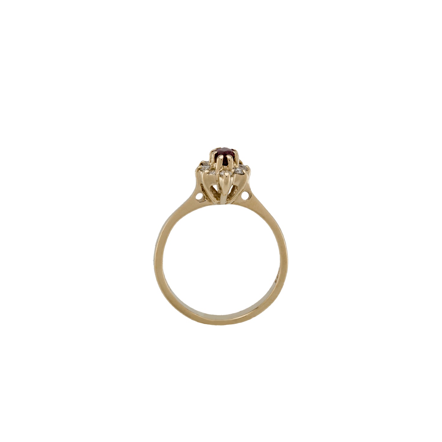 14k Yellow Gold Diamond & Ruby Gemstone Ring