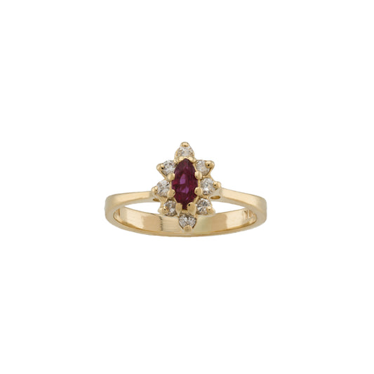 14k Yellow Gold Diamond & Ruby Gemstone Ring