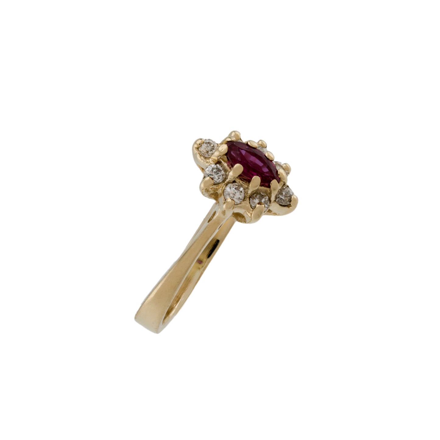 14k Yellow Gold Diamond & Ruby Gemstone Ring