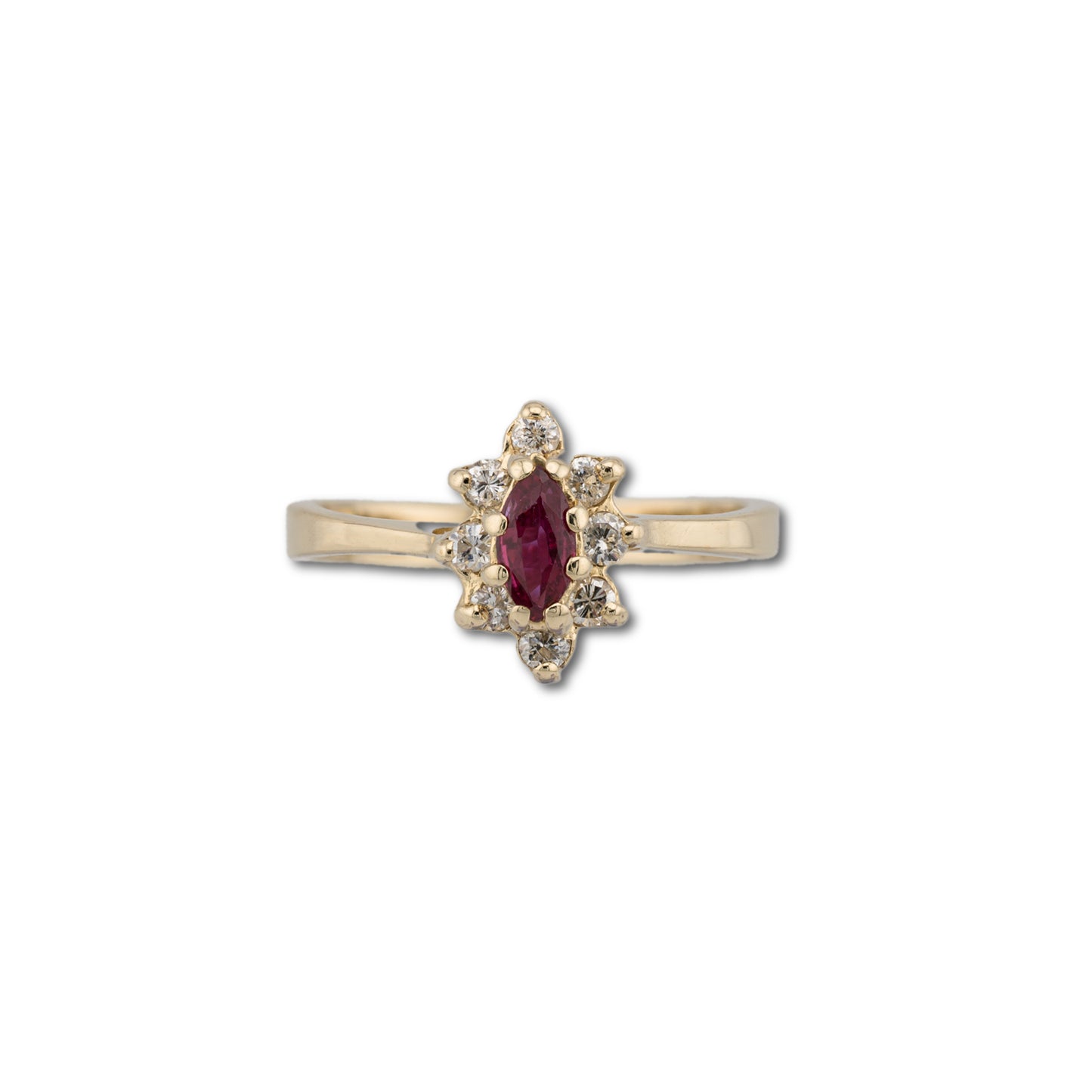 14k Yellow Gold Diamond & Ruby Gemstone Ring