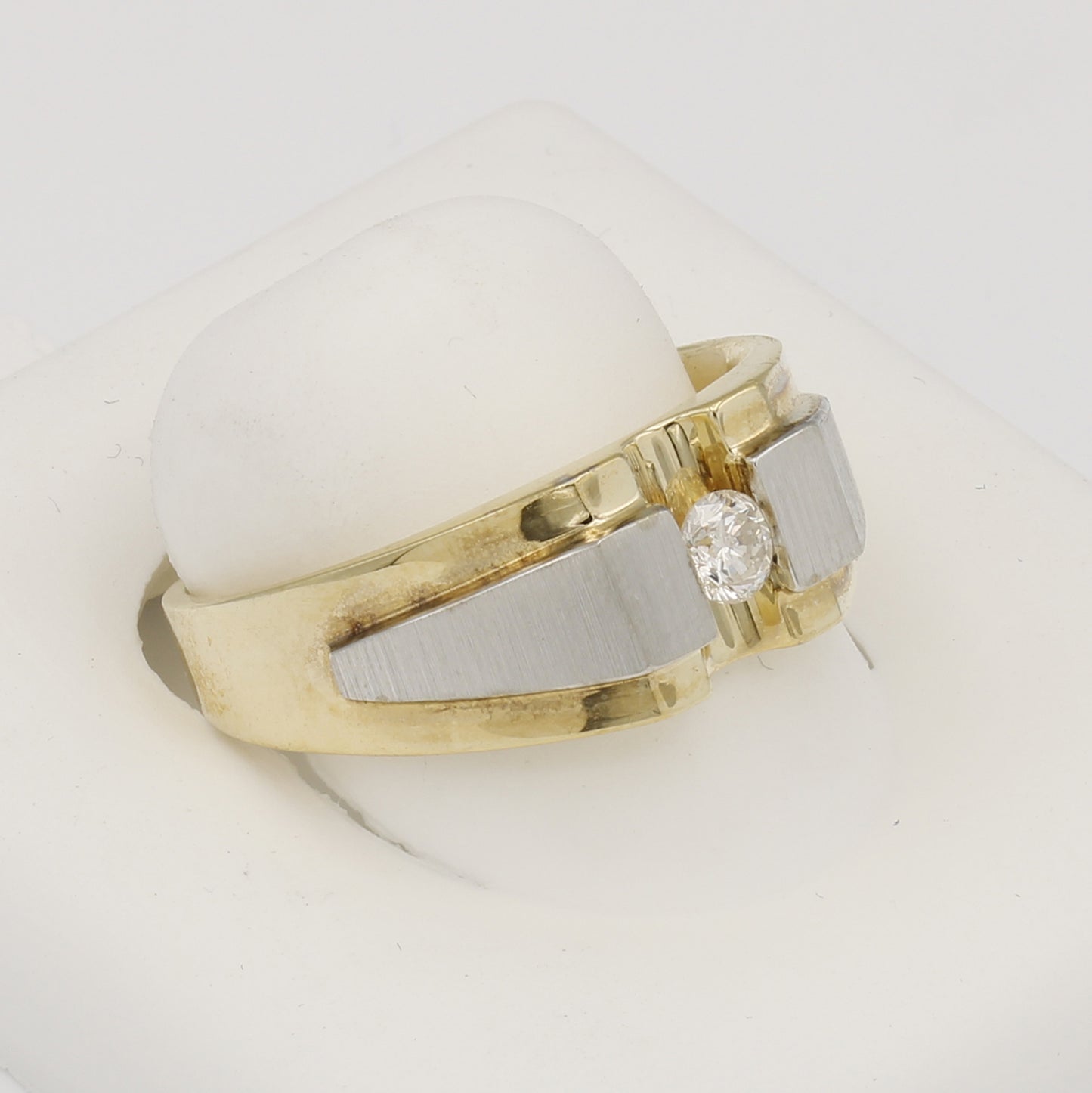 14k Two-Tone Gold Men's Solitaire Diamond Ring