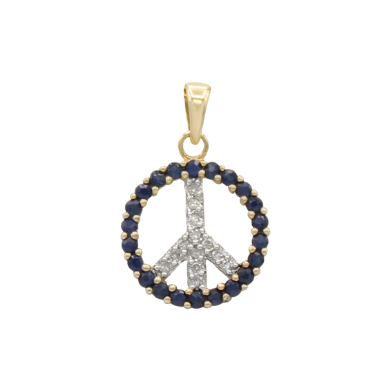 14k Diamond & Sapphire Peace Pendant
