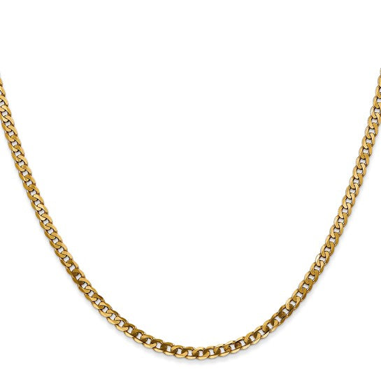 14k Yellow Gold Flat Beveled Curb Link Chains - 2.90 mm