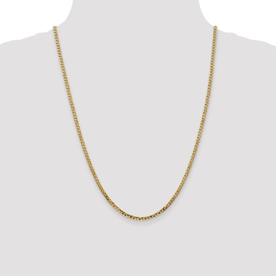 14k Yellow Gold Flat Beveled Curb Link Chains - 2.90 mm