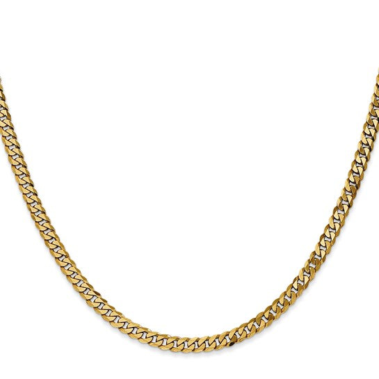 14k Yellow Gold Flat Beveled Curb Link Chains - 3.90 mm