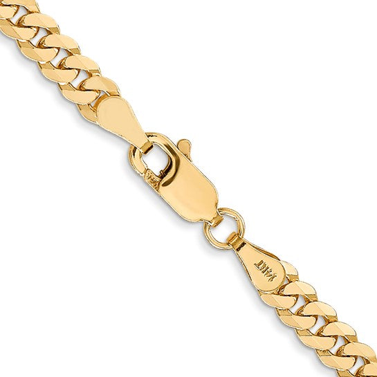 14k Yellow Gold Flat Beveled Curb Link Chains - 3.90 mm