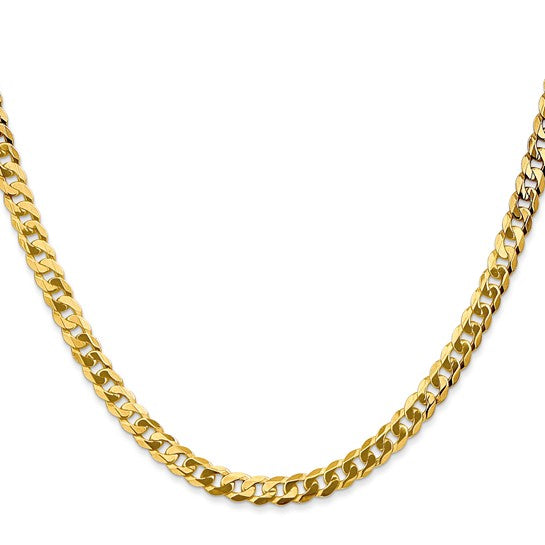 14k Yellow Gold Flat Beveled Curb Link Chains - 4.75 mm