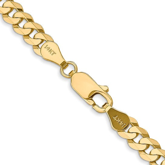 14k Yellow Gold Flat Beveled Curb Link Chains - 4.75 mm