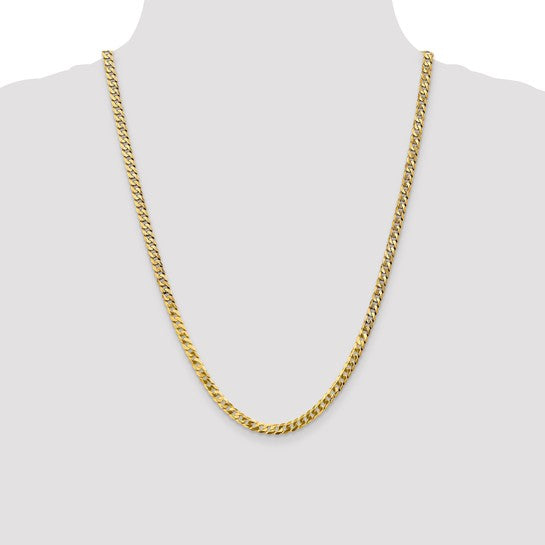 14k Yellow Gold Flat Beveled Curb Link Chains - 4.75 mm