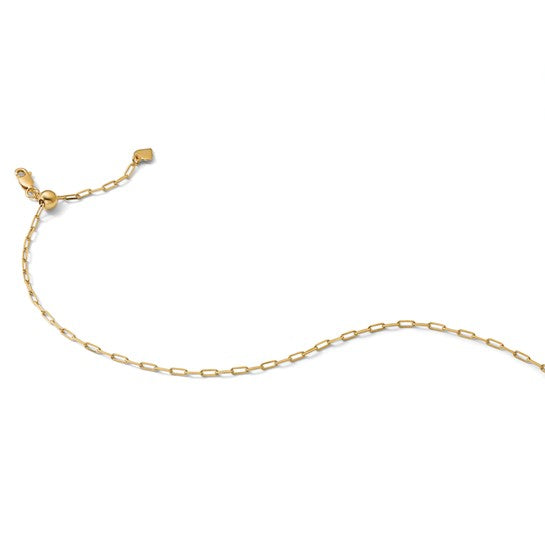 Sterling Silver Gold-Plated Paperclip Flat Oval Link Chain - Adjustable up to 22 Inches